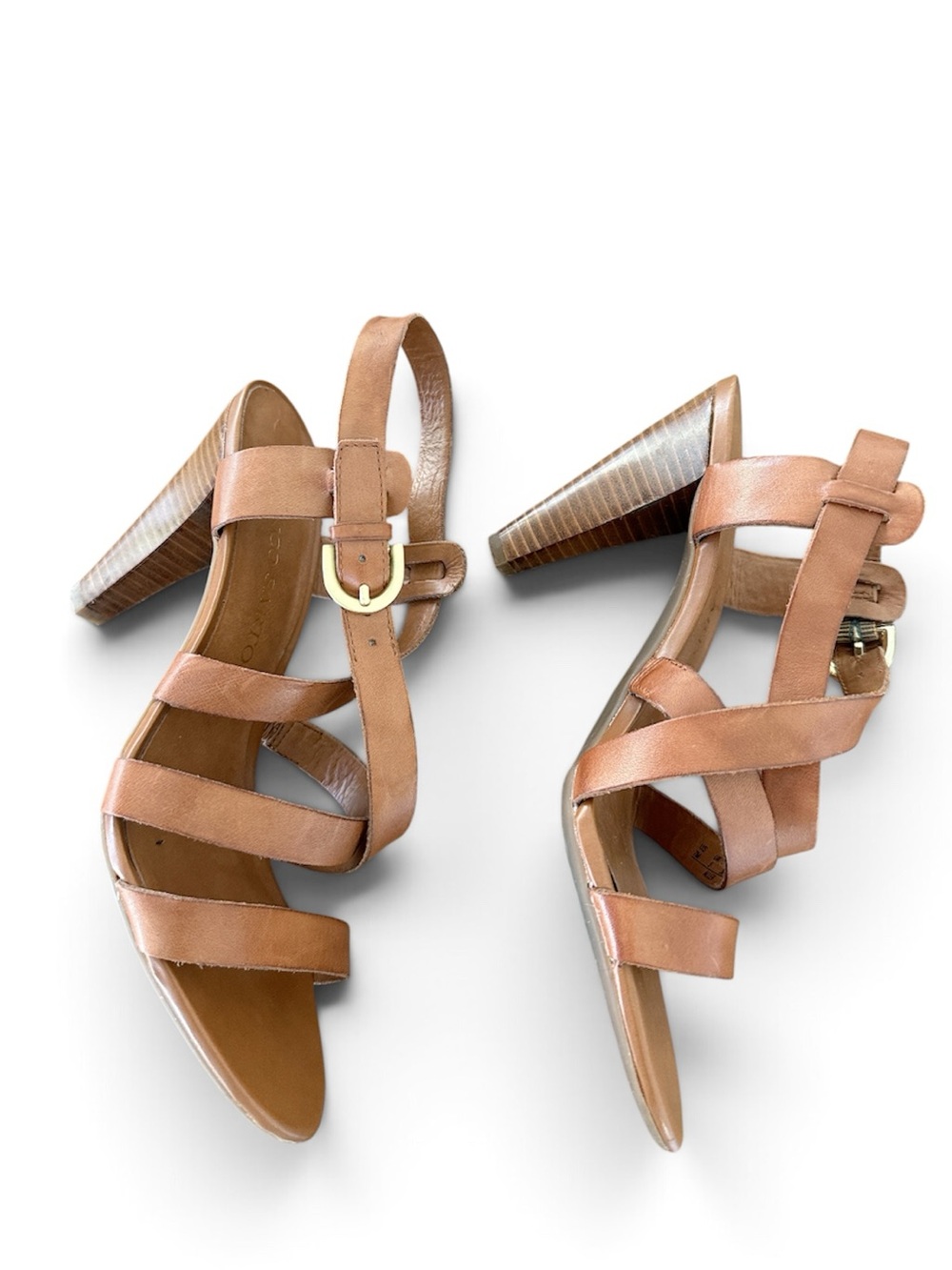 Franco Sarto Allen Cognac Leather Strappy Heels